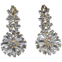 Vintage Signed DeMario Crystal Dangling Earrings