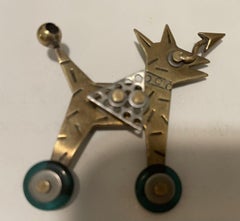 Vintage Signed Designer Thomas Mann Dog on Roller Skates Statement Brooch Pin