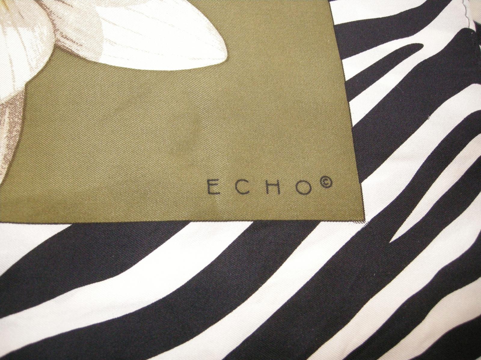 Brown Vintage Signed Echo Floral Design Silk Scarf For Sale