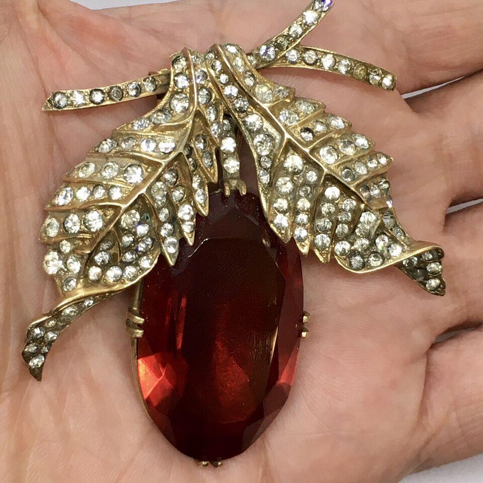Vintage Signed Eisenberg Original Sterling Silver Rhinestone Brooch Blueberry For Sale 5