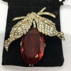 Vintage Signed Eisenberg Original Sterling Silver Rhinestone Brooch Blueberry