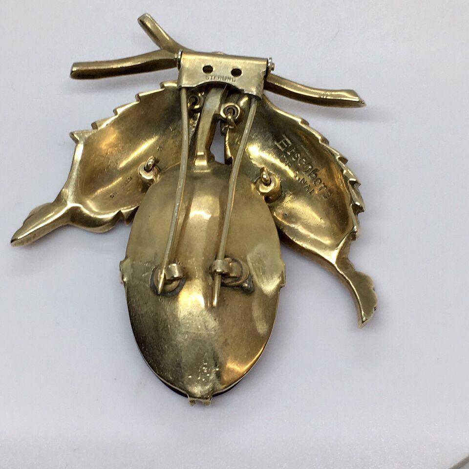 Vintage Signed Eisenberg Original Sterling Silver Rhinestone Brooch Blueberry For Sale 2