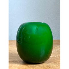 Vintage Signed Emerald Green Glass Vase