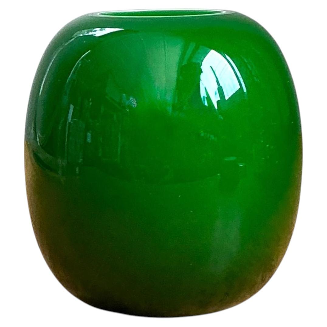 Vintage Signed Emerald Green Glass Vase