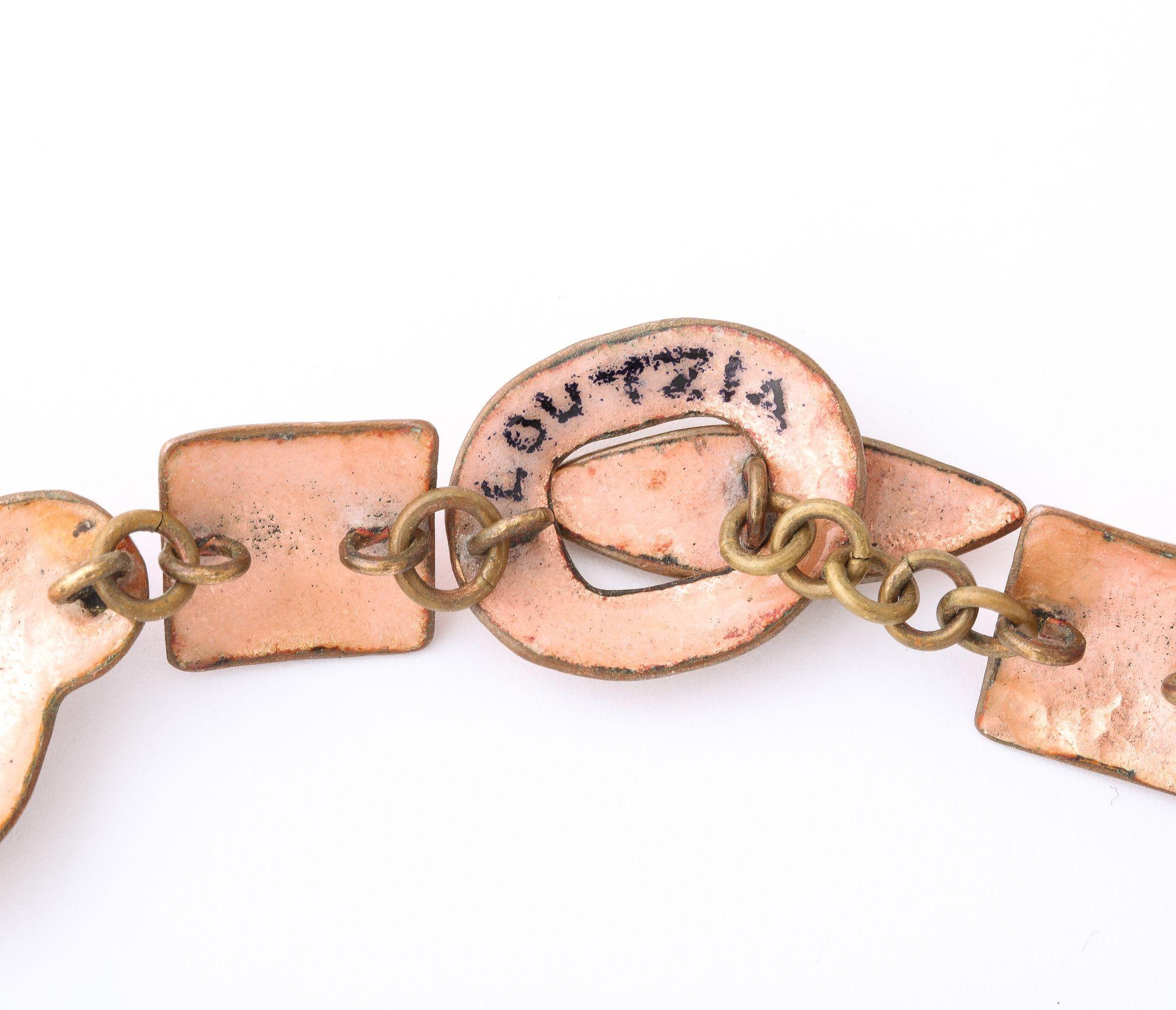 Signierte Emaille-Halskette von Loutzia im Angebot 2