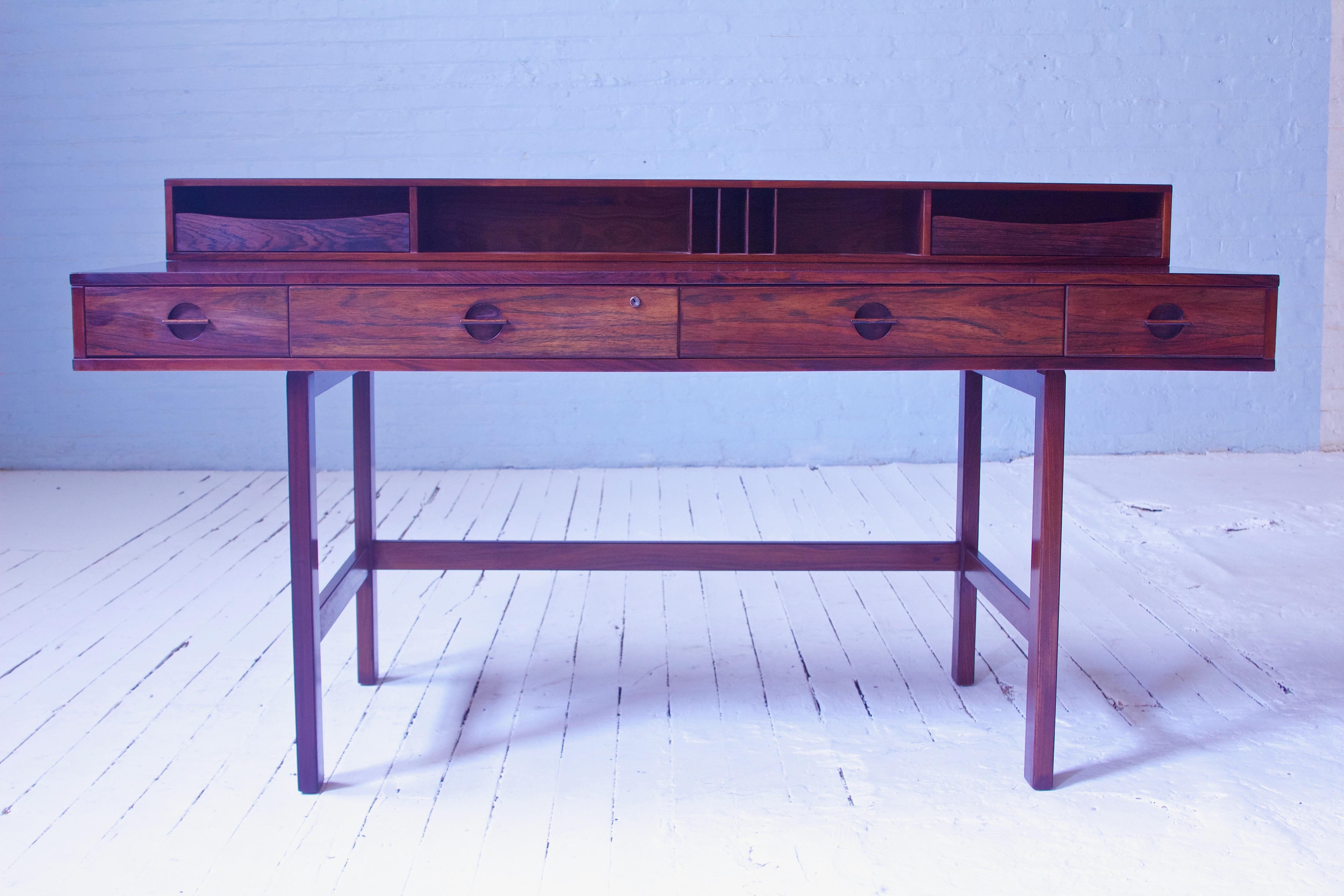 Scandinavian Modern Vintage Signed Flip-Top Desk by Peter Løvig-Nielsen for Løvig, Dansk, 1973