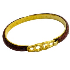 Vintage signed FLORENCE Italy 24k gold plated snake skin bangle bracelet