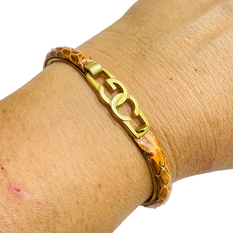Vintage signed FLORENCE Italy 24k gold plated snake skin