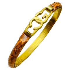 Vintage signiert FLORENCE Italien 24k vergoldeter Schlangenhaut-Armreif, signiert
