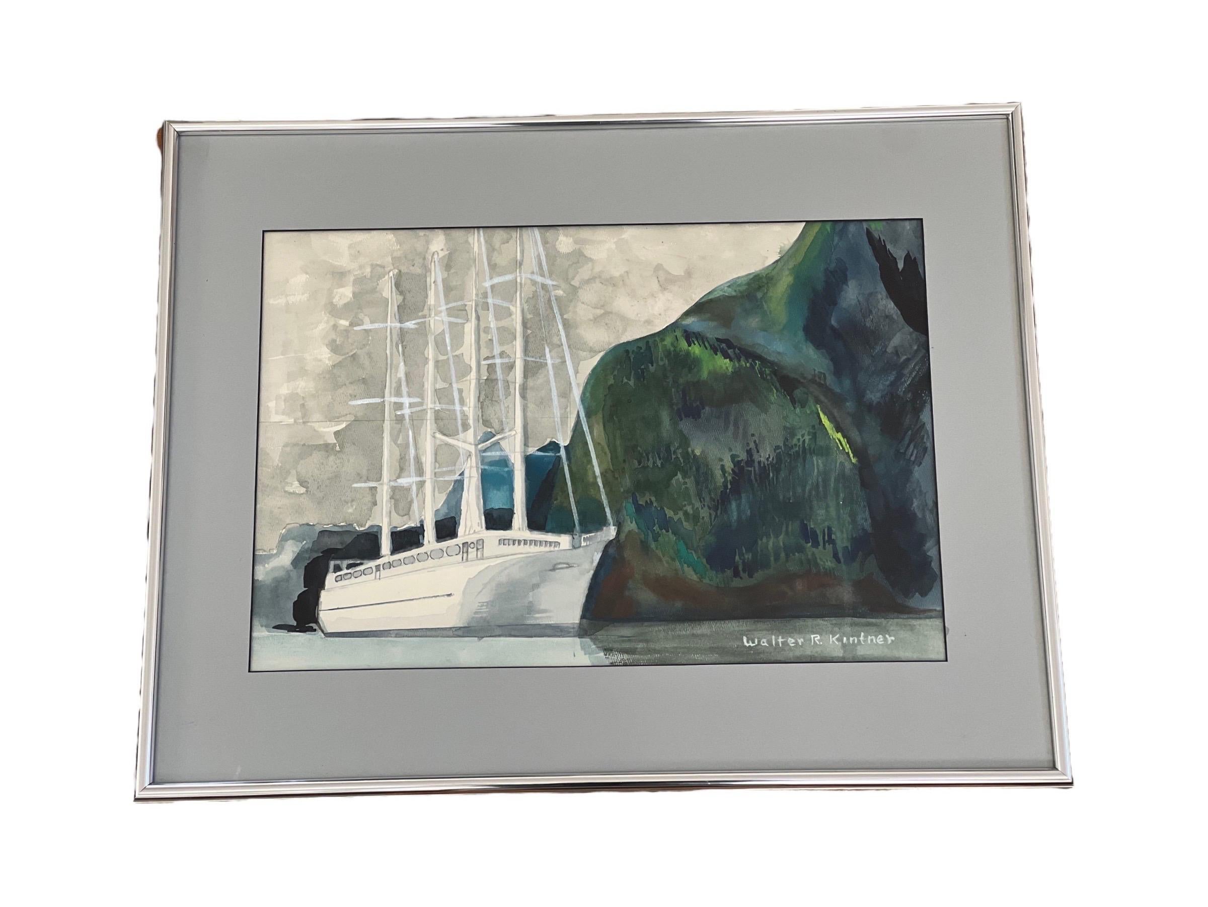 Vintage Signiert gerahmt Kunst von Walter R. .Kintner
Möglicherweise Mixed Media Bleistift und Wasser Medien.

Abmessungen 22 1/2 B ; 28 1/2 H.