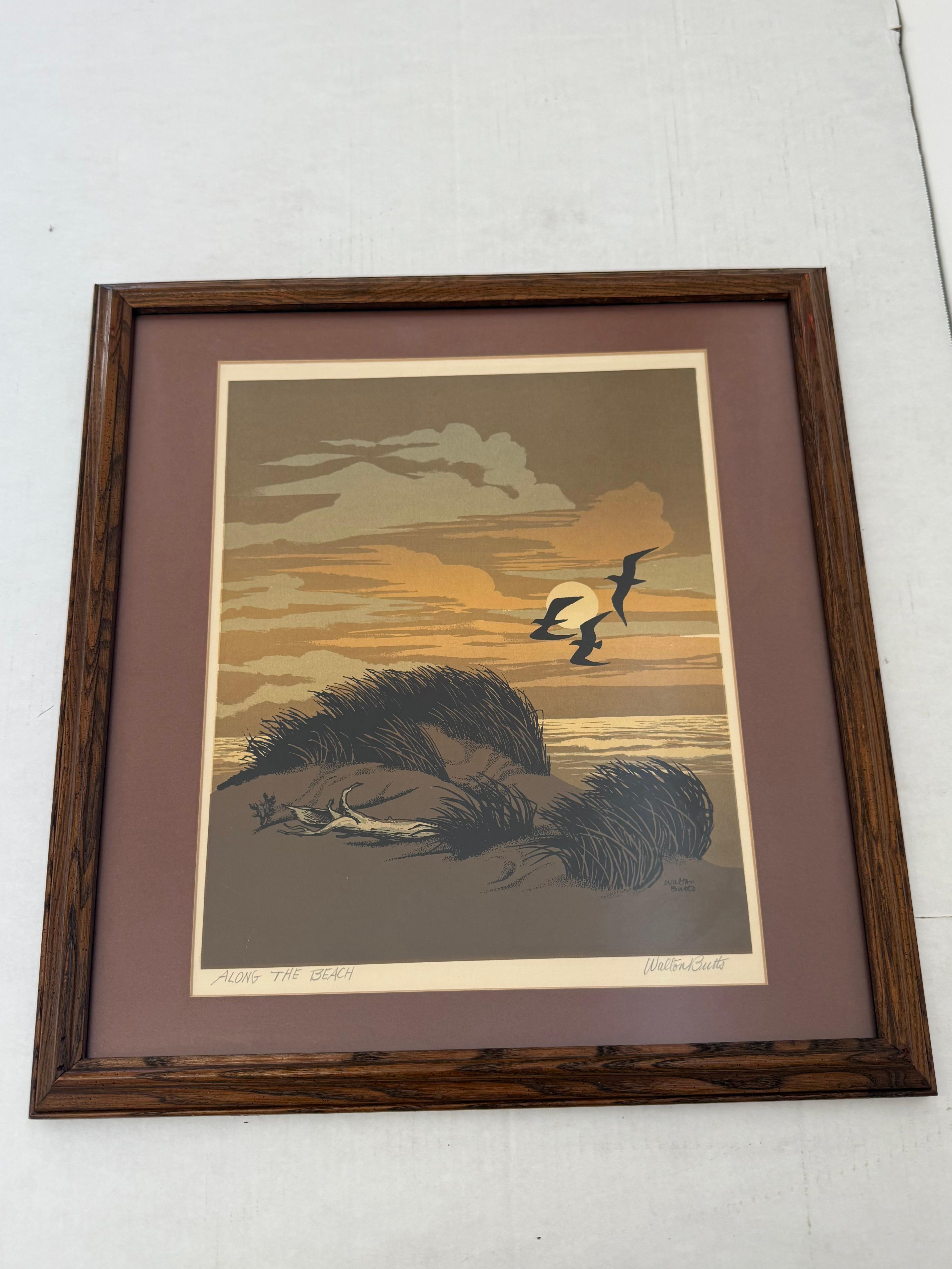 Signierter gerahmter matter Siebdruck oder Serigraphie-Druck im Mid-Century-Stil, Vintage im Zustand „Gut“ im Angebot in Seattle, WA