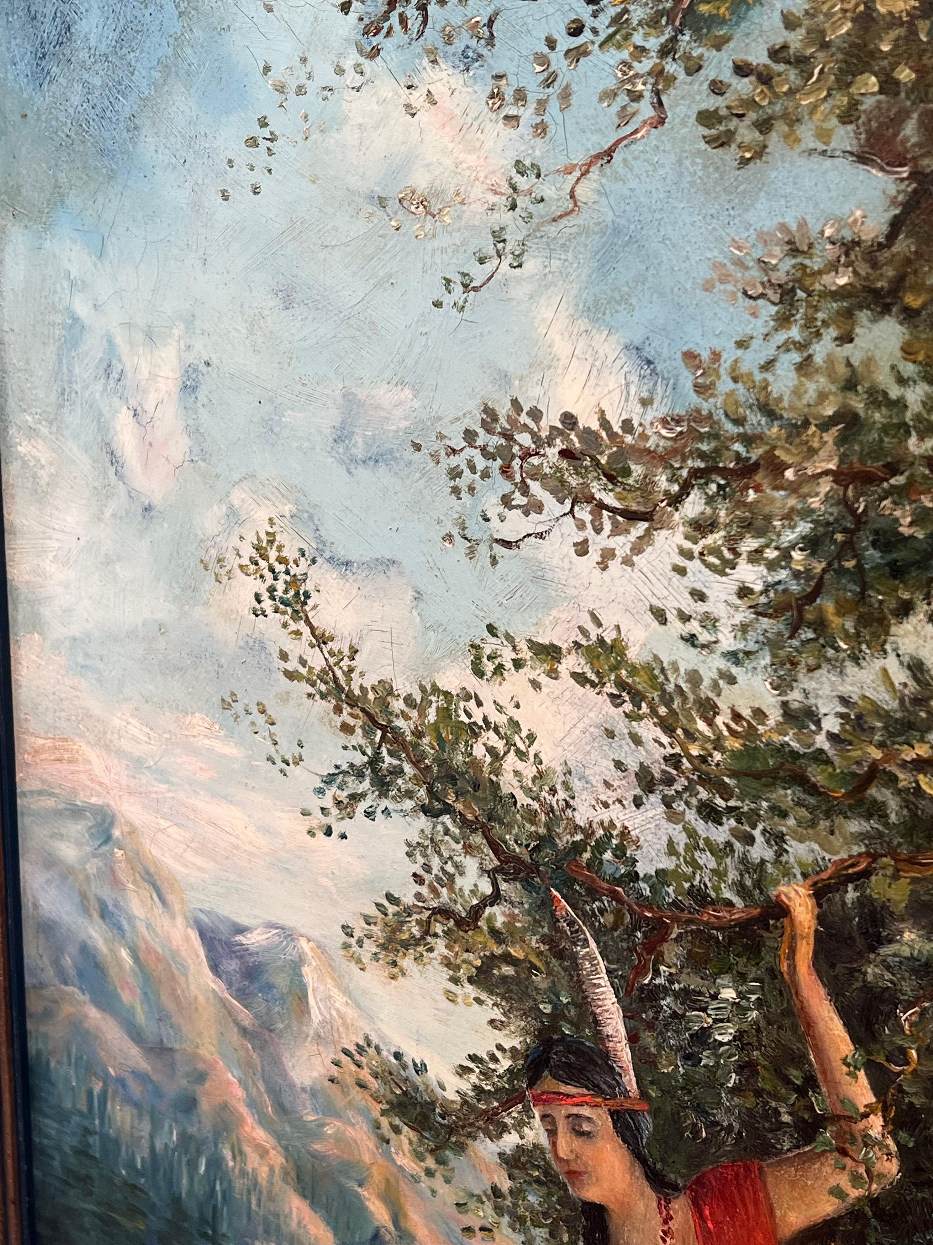 Vintage Signed Framed Scenic 1921 Painting. For Sale 1