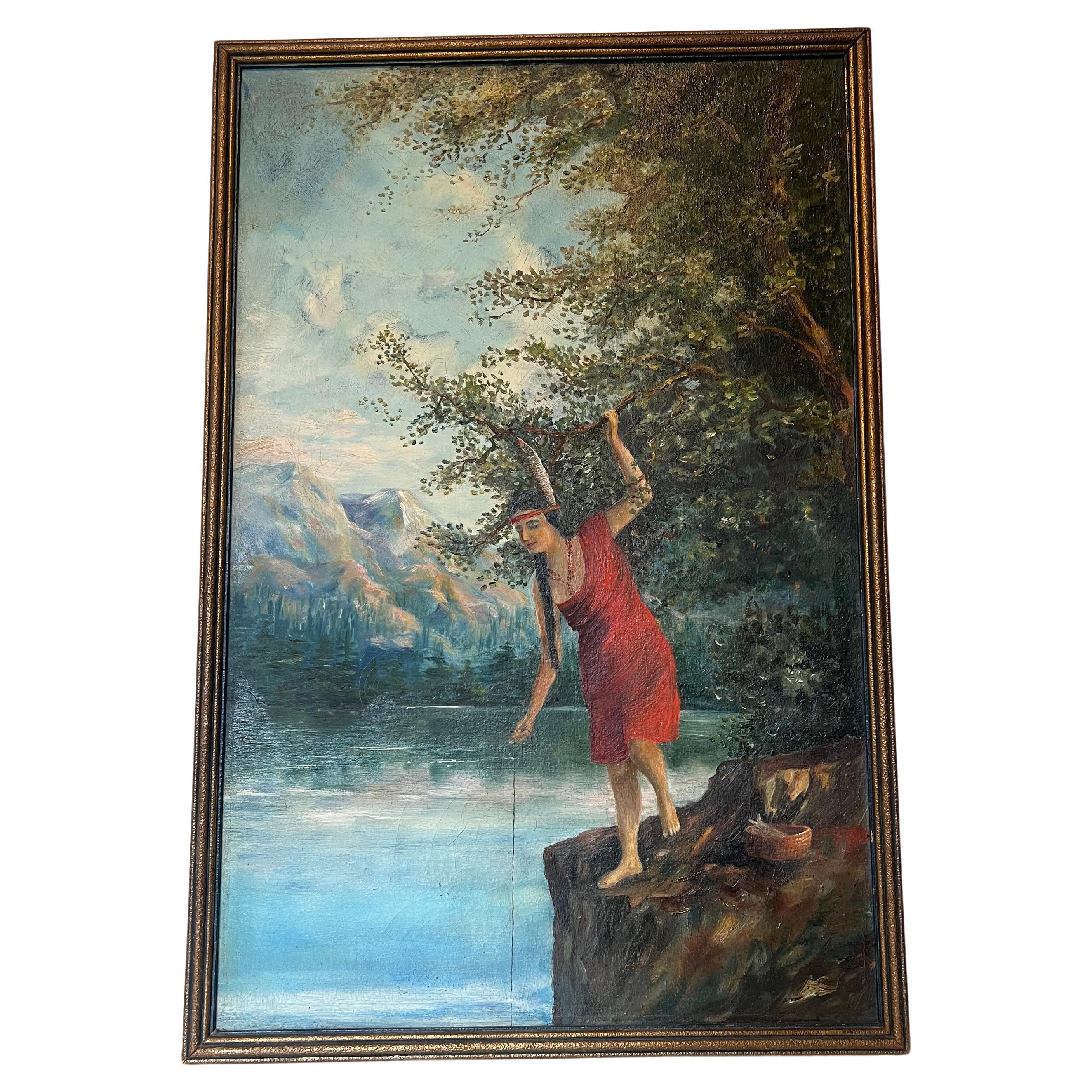 Vintage Signed Framed Scenic 1921 Painting.