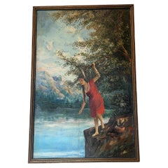 Antique Signed Framed Scenic 1921 Painting.