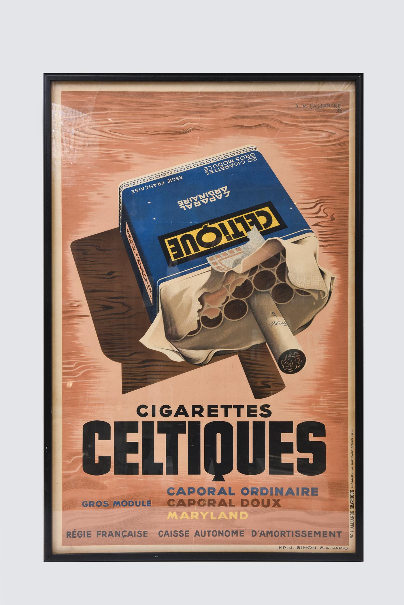 Vintage signiert Französisch Stone Lithographie Celtiques Poster von A.M. Cassandre im Zustand „Gut“ im Angebot in North Miami, FL