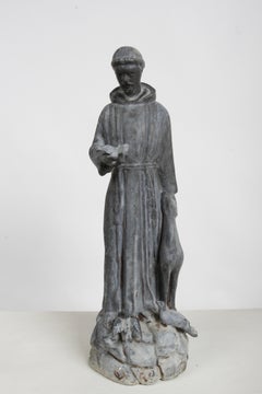 Vintage Signed G. S. Paolo Lead St. Francis Garden Sculpture by Florentine Craft