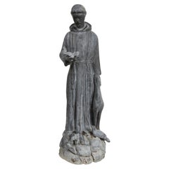 Vintage Signed G. S. Paolo Lead St. Francis Garden Sculpture by Florentine Craft