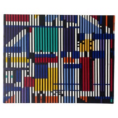 Vintage Signed Geometric Op Art Painting, in the Style of Yaacov Agam