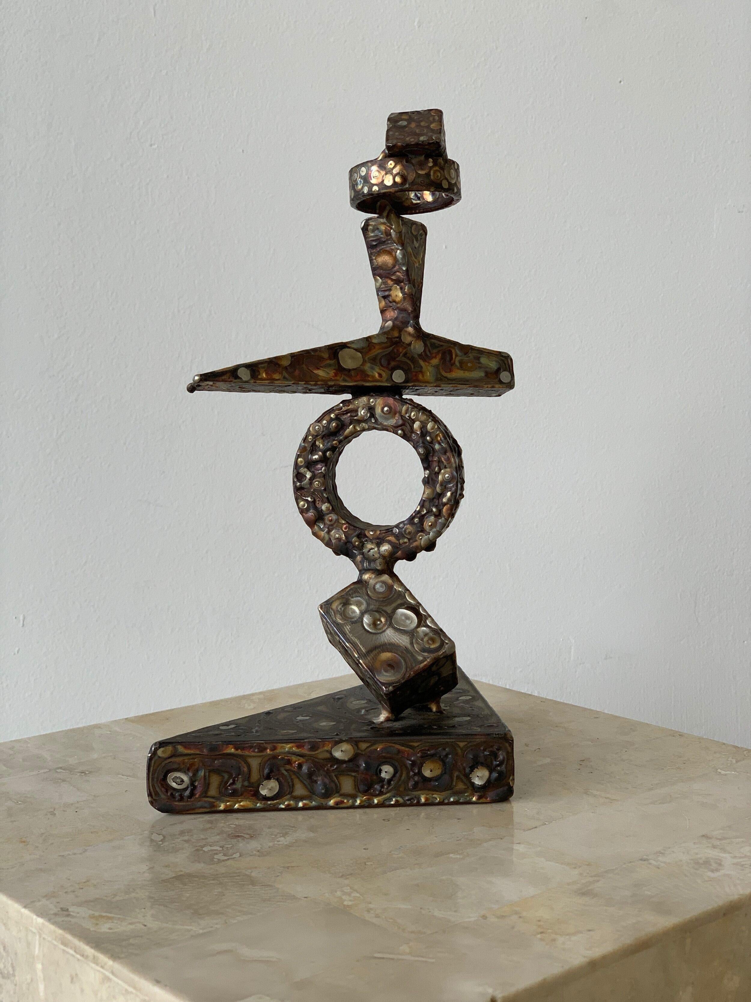 Late 20th Century Vintage Signed George Kafka Brutalist Steel Sculpture, circa 1973 For Sale