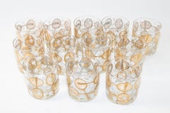 Vintage Signed Georges Briard Rock Glasses with Tennis Motif Set of 12