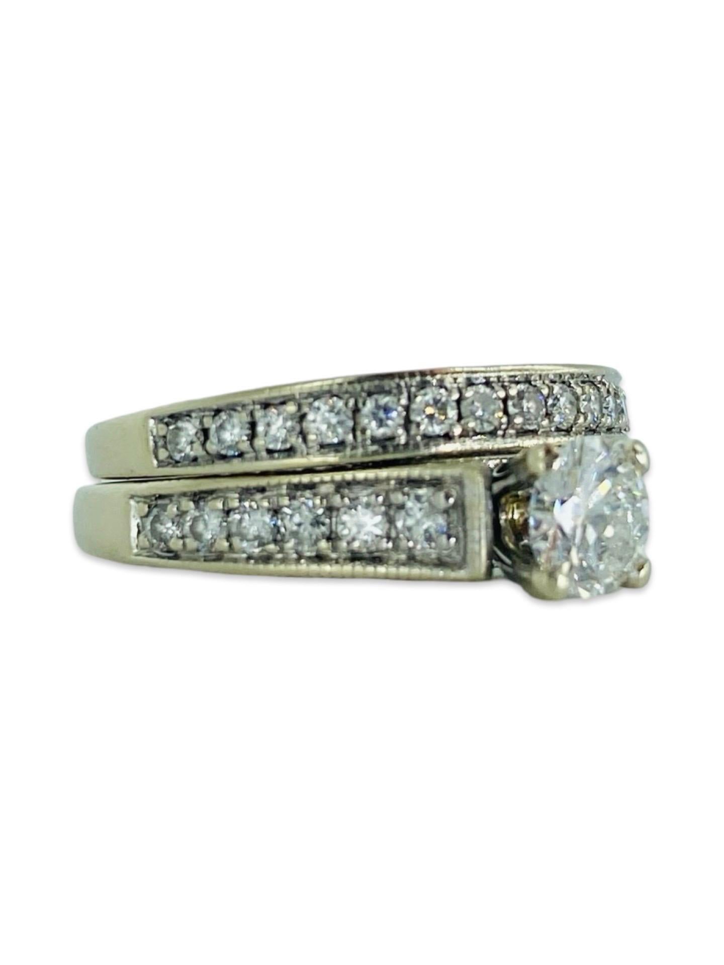 Vintage Signed GIA Certified 0.50 Carat E/VS2 Diamond Center Engagement Ring Set In Good Condition For Sale In Miami, FL