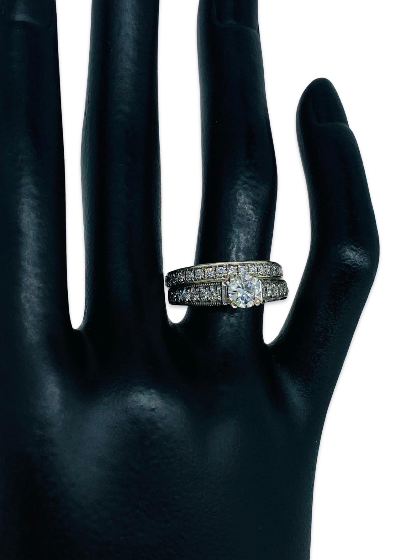 Women's Vintage Signed GIA Certified 0.50 Carat E/VS2 Diamond Center Engagement Ring Set For Sale
