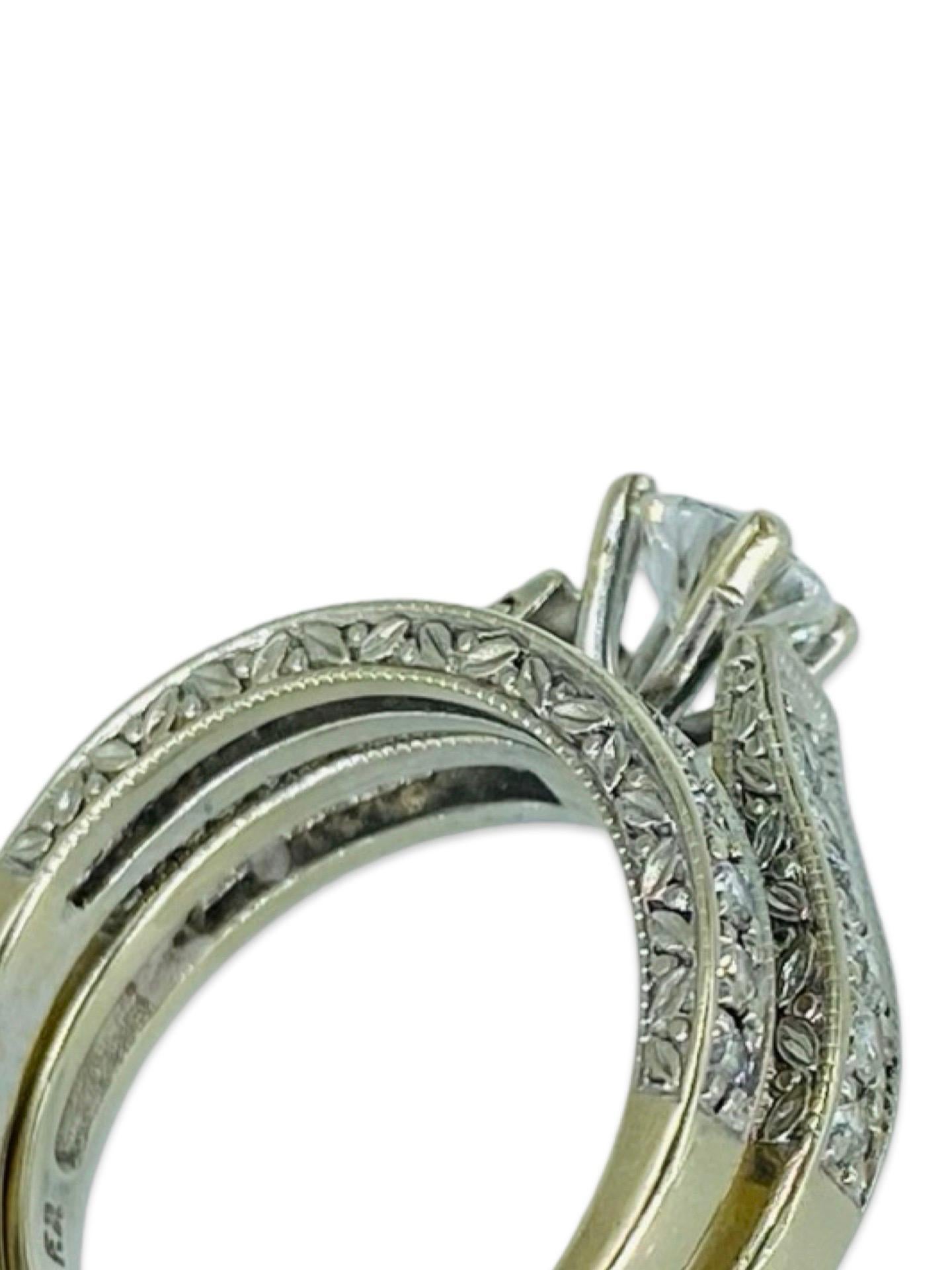 Vintage Signed GIA Certified 0.50 Carat E/VS2 Diamond Center Engagement Ring Set For Sale 4