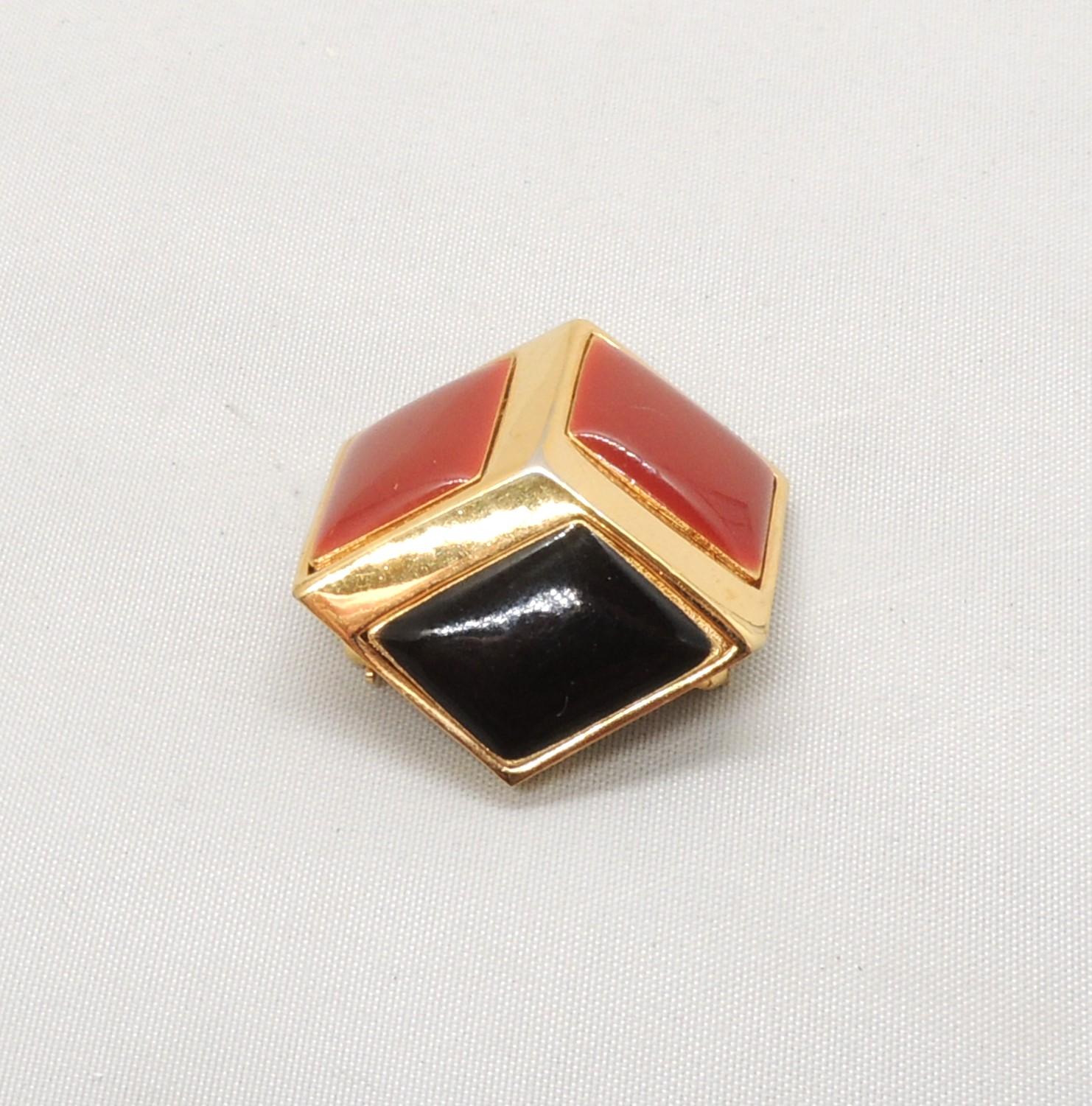 Women's or Men's Vintage Signed Givenchy 1980 3d Cube Brooch For Sale