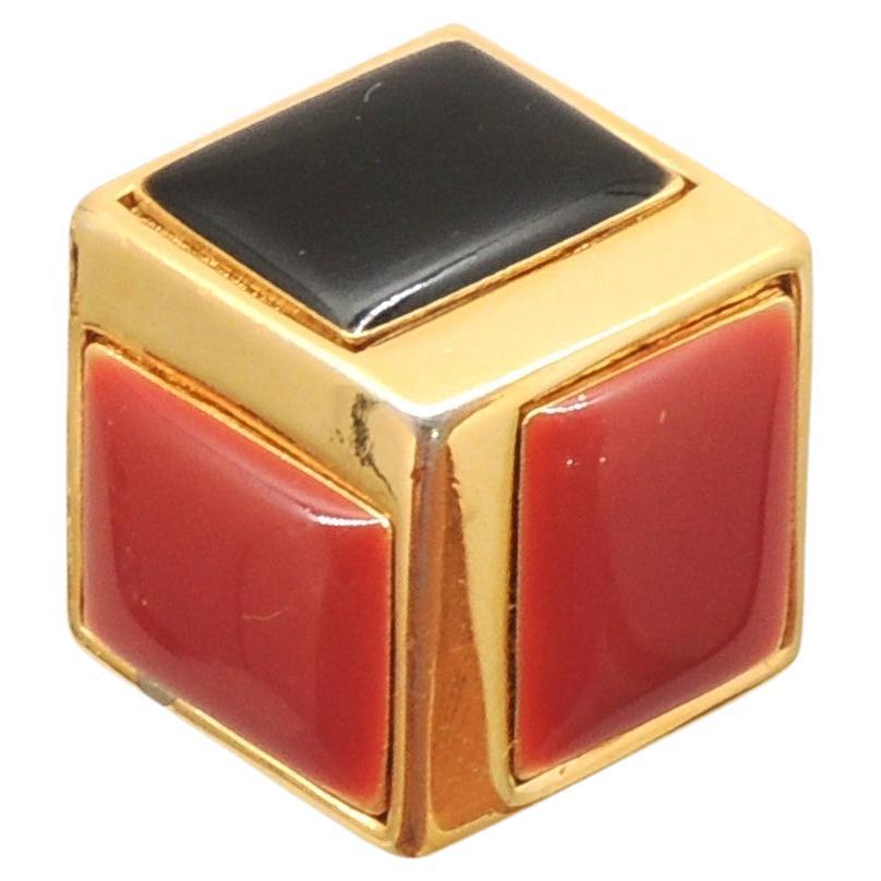 Vintage Signed Givenchy 1980 3d Cube Brooch For Sale