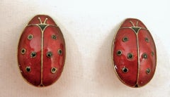 Vintage Signed Givenchy Lady Bug Earrings