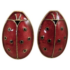 Vintage Signed Givenchy Lady Bug Earrings