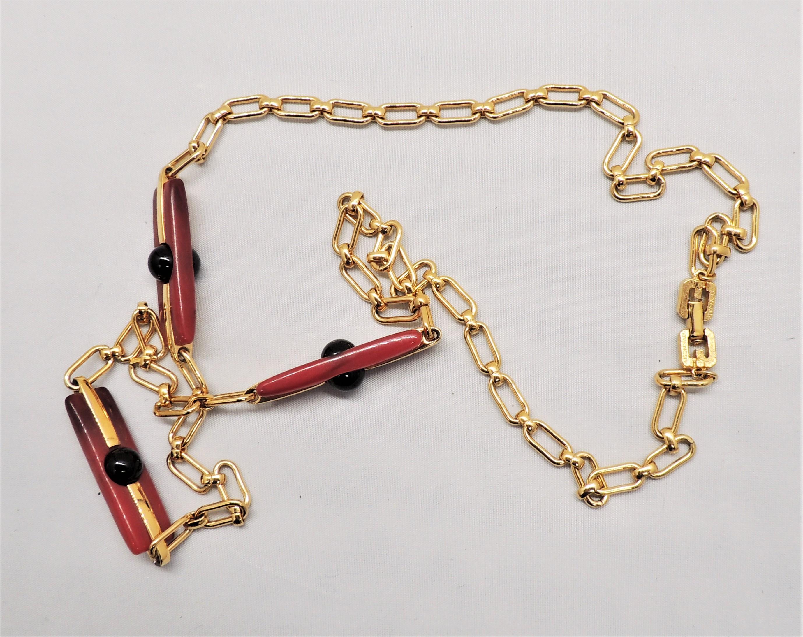 Vintage Signed Givenchy Modernist Lucite Sautoir Necklace For Sale 6