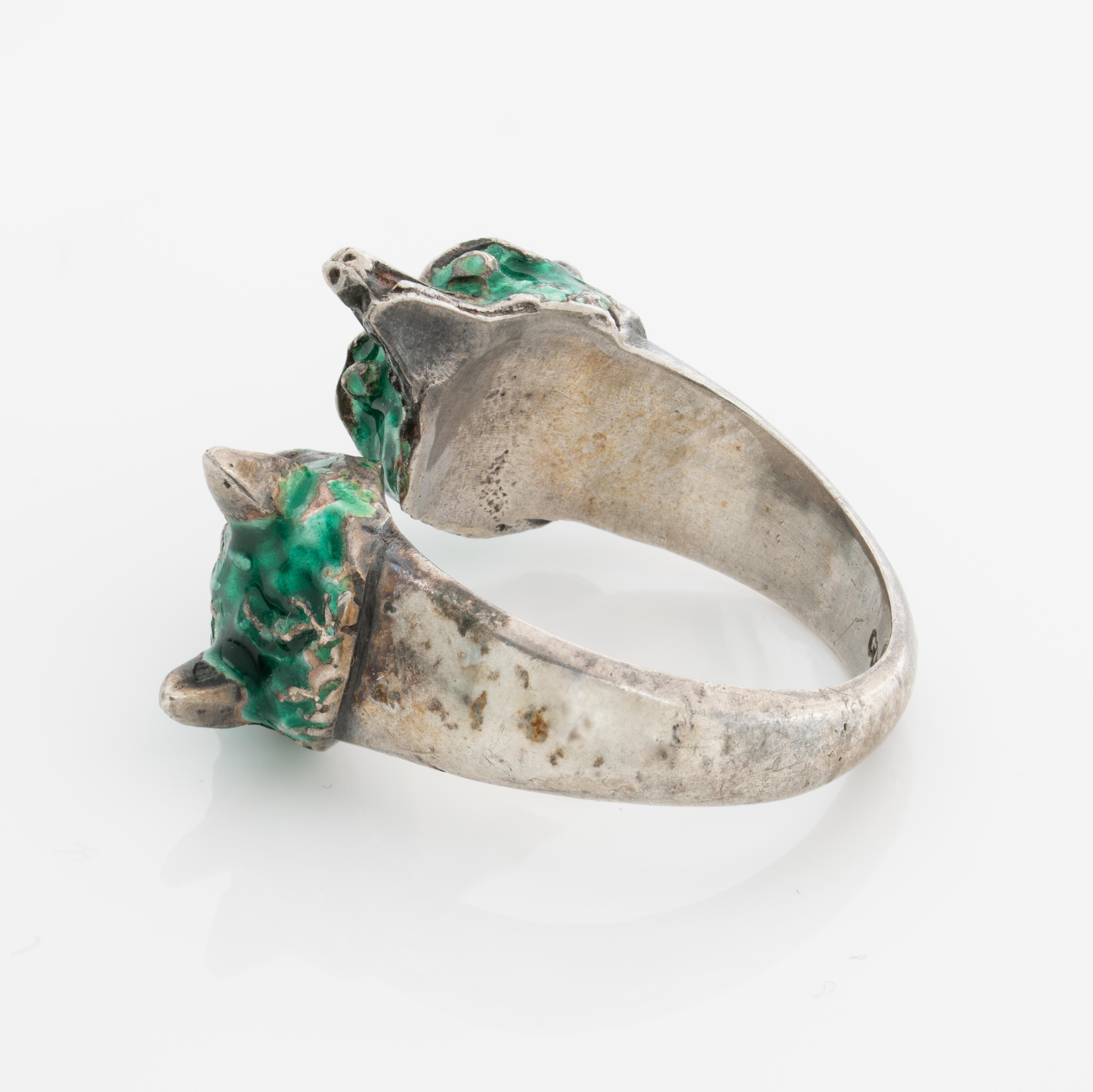 gucci green enamel ring