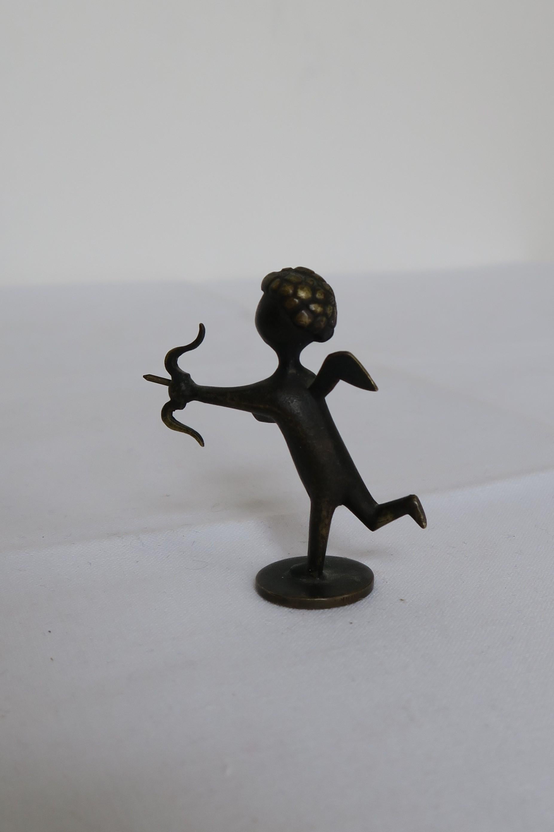 Mid-Century Modern Vintage Signed Hagenauer Bonze Cupid Figurine Made in Austria, Vienna For Sale