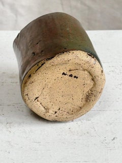 Vintage Signed Handmade Studio Pottery Vase with Red and Black Glaze