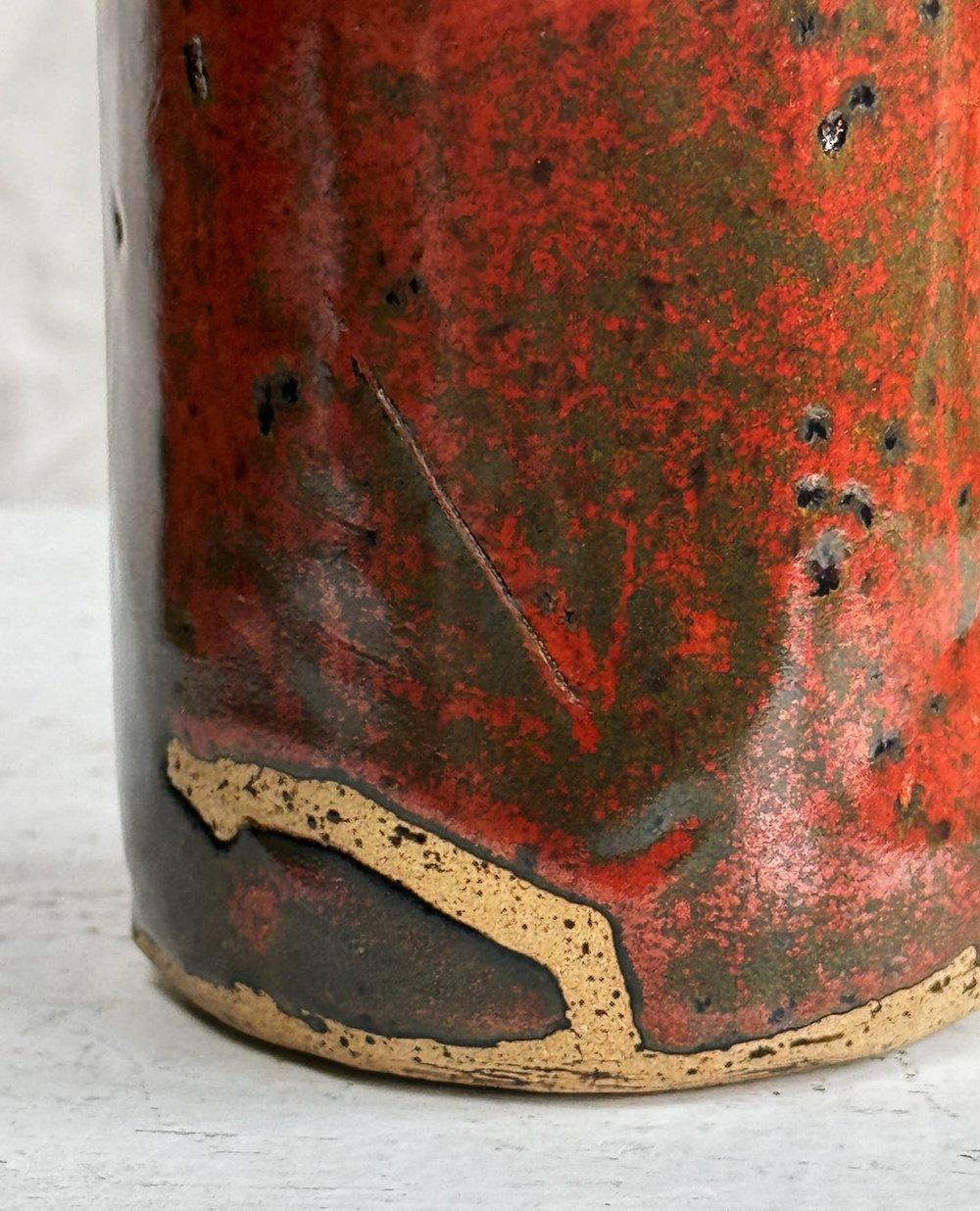Mid-Century Modern Vase vintage signé à la main en céramique émaillée en vente
