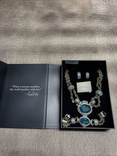 Vintage By firmato Heidi Daus Designer Acquamarina Collana Bracciale Orecchini