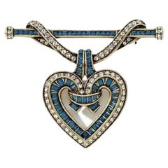 Vintage Signed Heidi Daus Designer Sparkling Crystal Heart Brooch Pin NIB