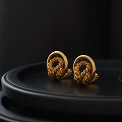 Vintage Signed Hermès 18 Karat Yellow Gold Rope Earrings
