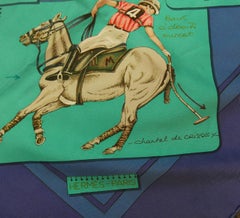 Vintage Signed Hermes “Le Monde Du Polo” Silk Scarf