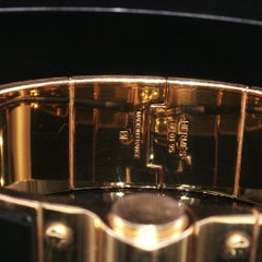 Vintage Signed Hermès Wide Black Enamel Hinged Cuff Bracelet Gold Plated French
