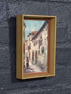 Vintage Signed Impressionist European Street Scene Oil Painting