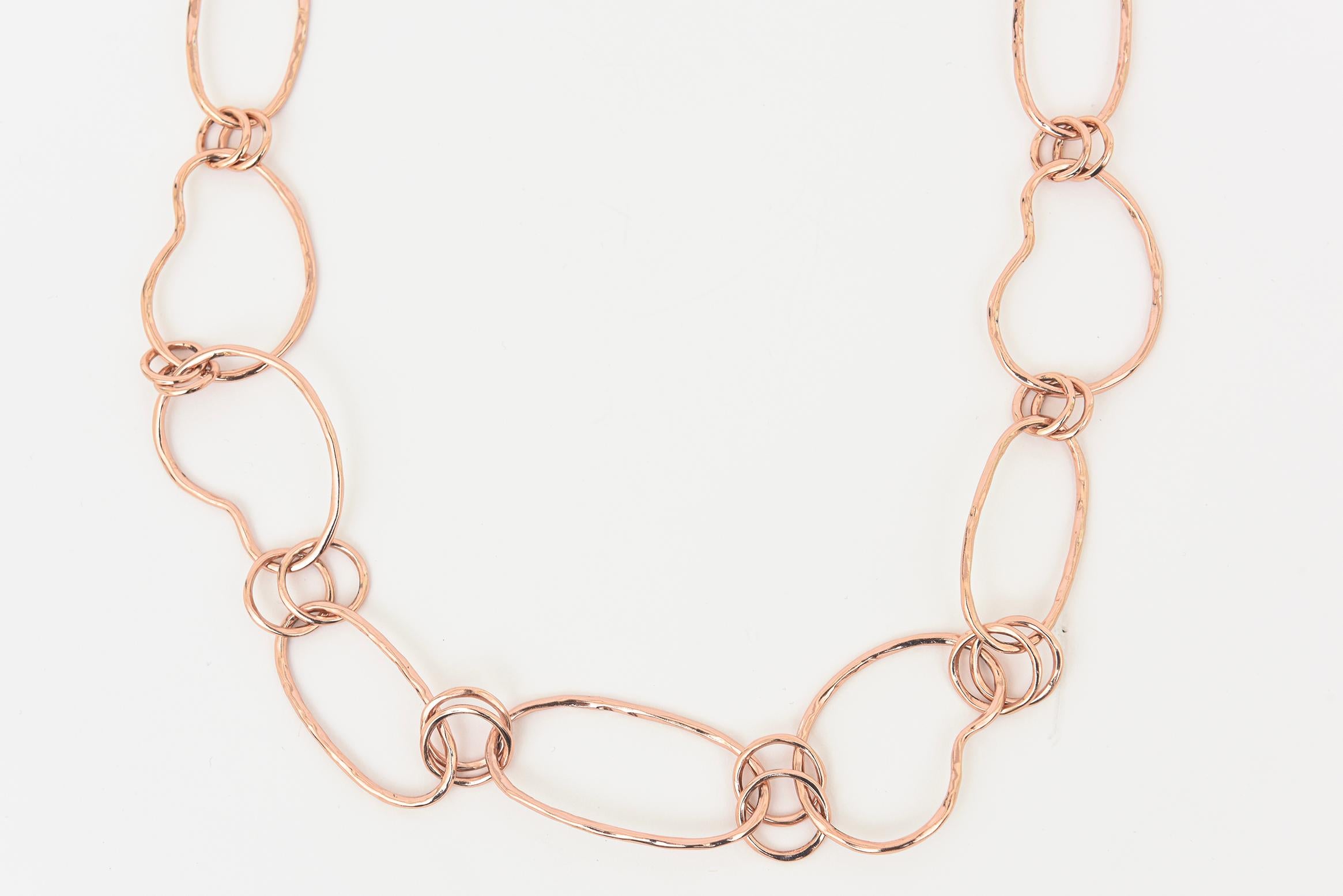 Vintage Ippolita Rose Gold Over Sterling Silver Loop Necklace With Earrings In Good Condition For Sale In North Miami, FL