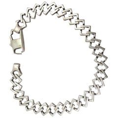 Vintage Signed Israel Sterling Silver Link Bracelet
