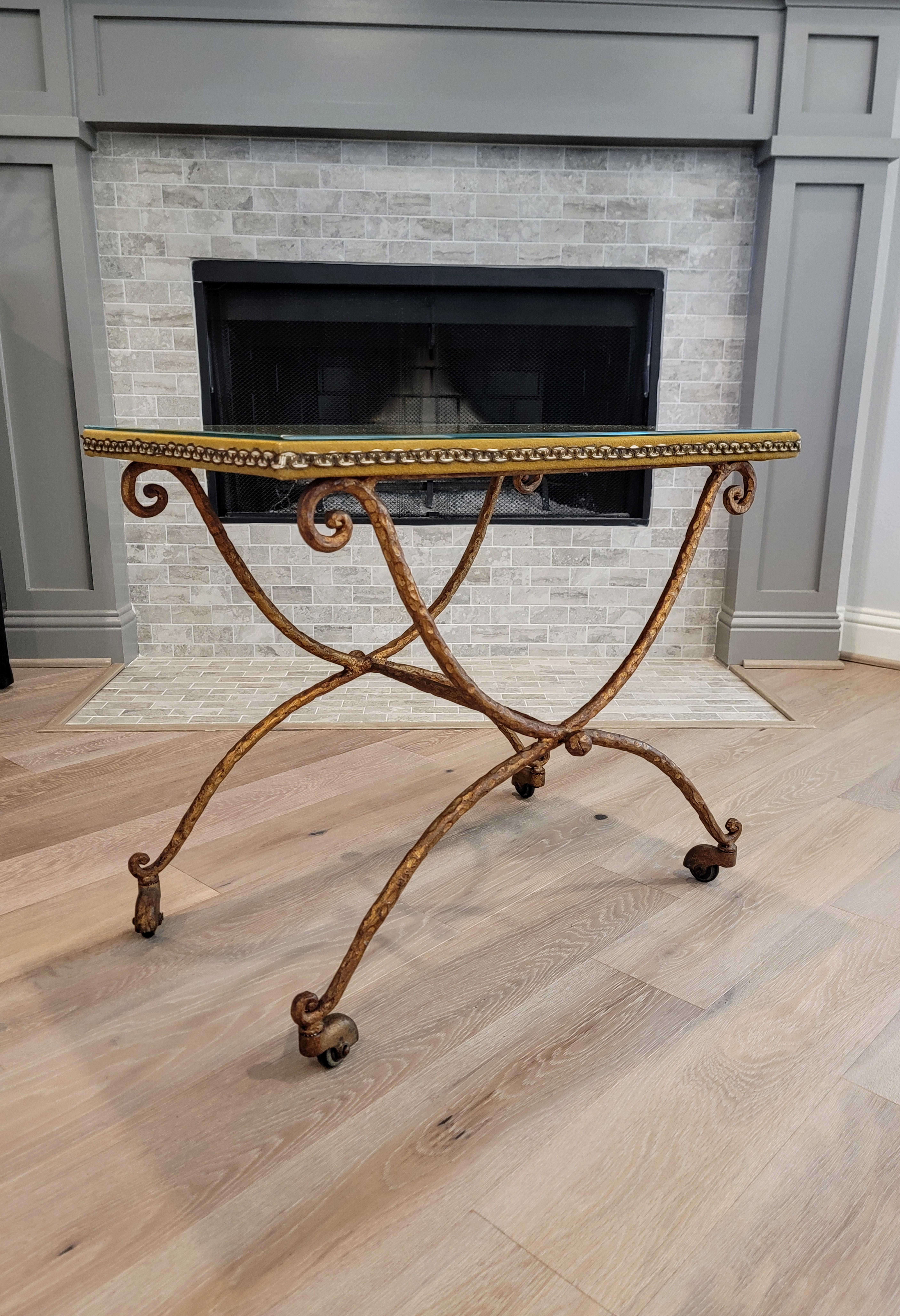 Vintage Signed Italian Art Deco Modern Iron Curule Cocktail Trolley Table For Sale 8