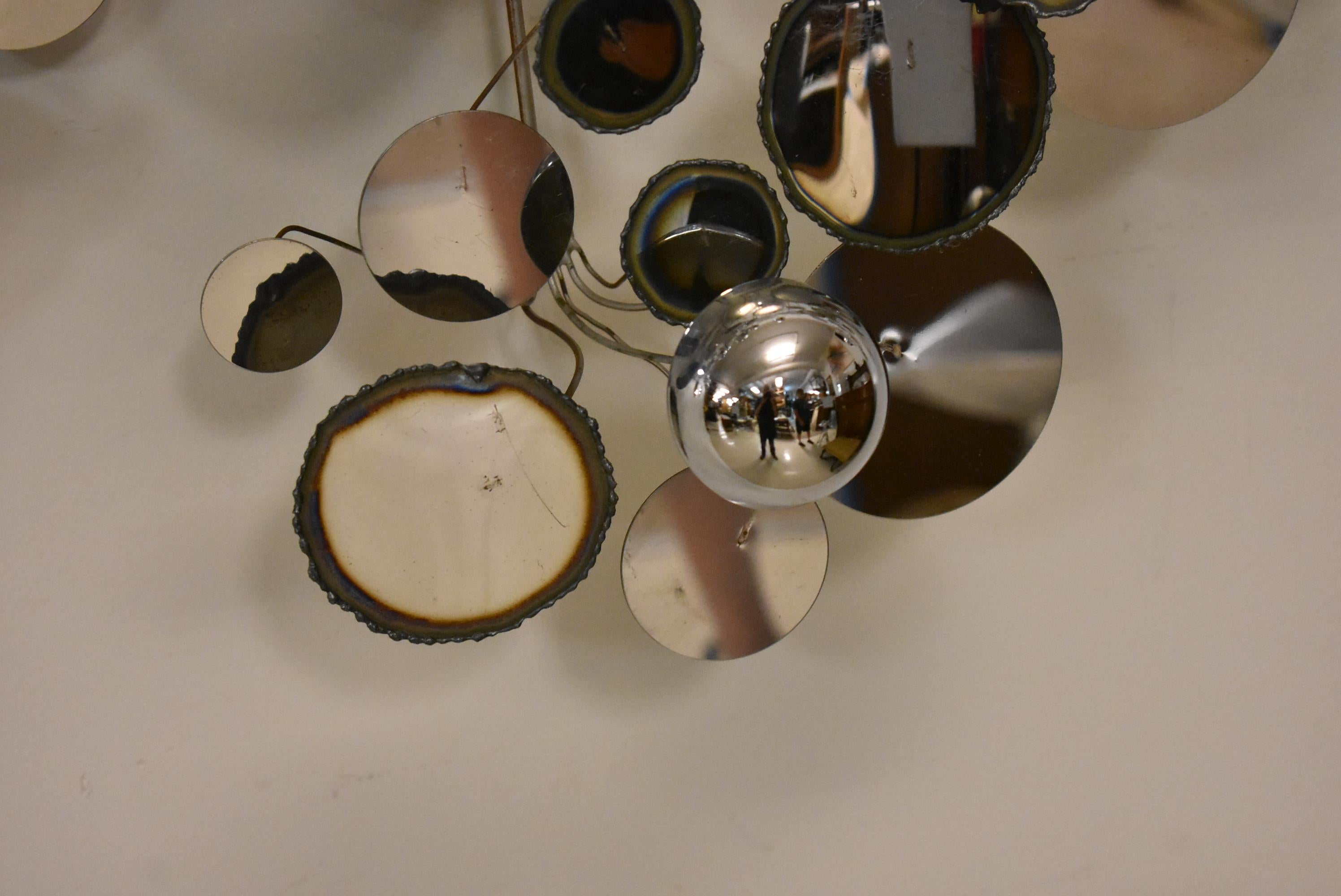 Vintage Signed Jere Chrome Regentropfen Wand Skulptur 64