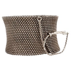 Vintage Signed John Hardy Sterling Silver Woven Mesh Cuff Bracelet