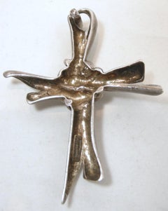 Vintage Signed Juanita Sterling Silver Cross Pendant