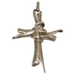 Vintage Signed Juanita Sterling Silver Cross Pendant
