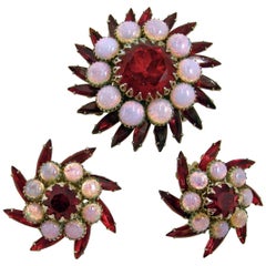 Vintage Signed Judy Lee Brooch & Earrings